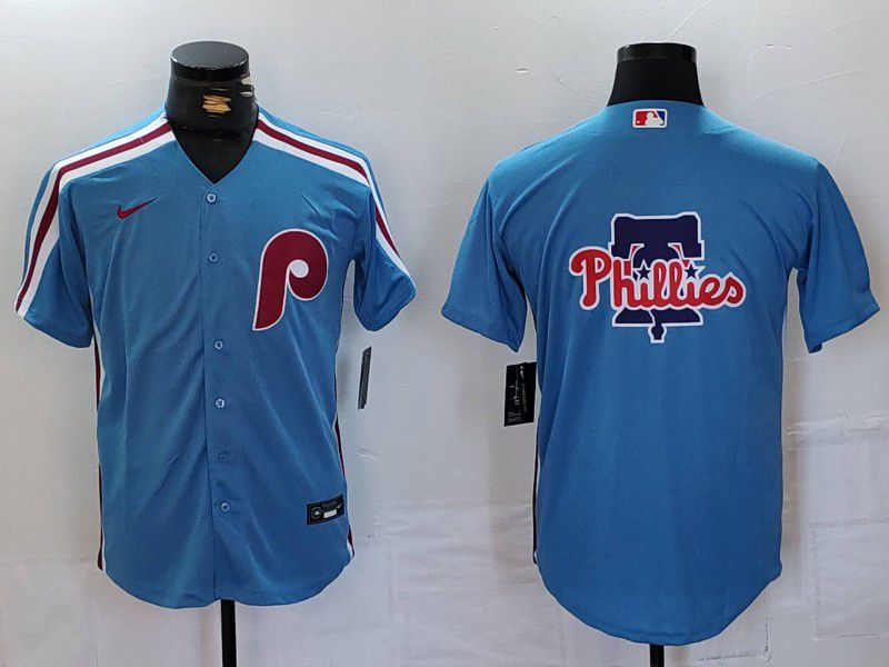 Men Philadelphia Phillies Blank Blue Throwback 2024 Nike MLB Jersey style 4->philadelphia phillies->MLB Jersey